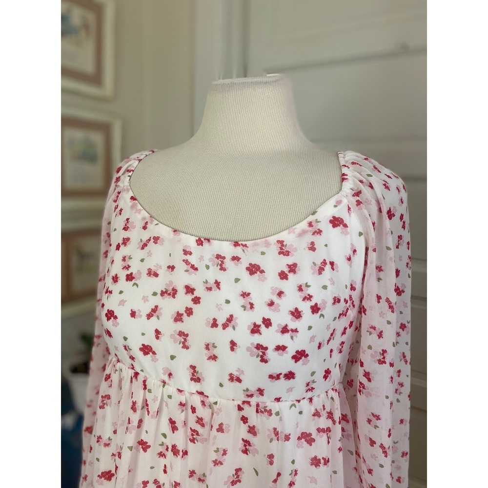 Trixxi dress Floral Empire Waist‎ Mini Sz M  Long Sleeve cottage core boho - Picture 8 of 10
